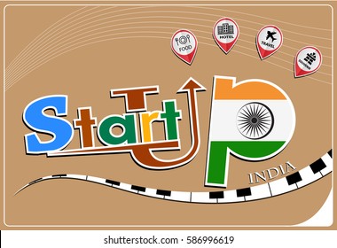 Startup  Design Made From The Flag Of India, Conceptual Vector Illustration