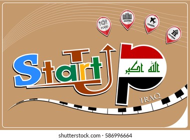 Startup  design made from the flag of Iraq, conceptual vector illustration