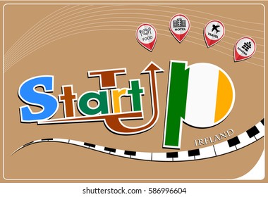 Startup  design made from the flag of Ireland, conceptual vector illustration