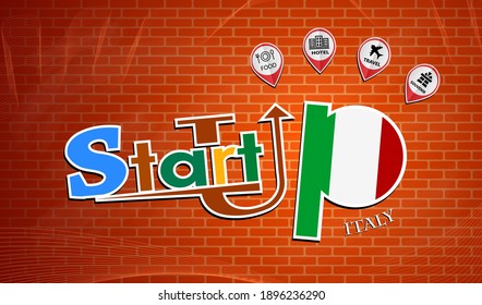 Startup  design made from the flag of Italy, conceptual vector 