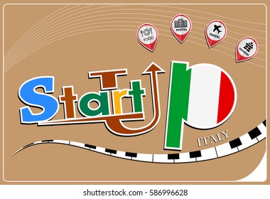 Startup  design made from the flag of Italy, conceptual vector illustration