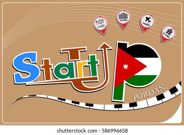 Startup  design made from the flag of Jordan, conceptual vector illustration
