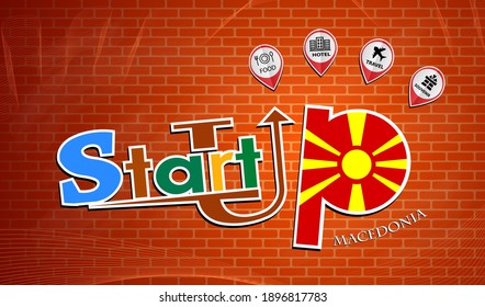 Diseño de emprendedores hecho de la bandera de Macedonia, vector conceptual 