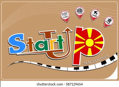 Startup  design made from the flag of Macedonia, conceptual vector illustration