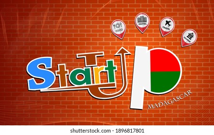 Startup  design made from the flag of Madagascar, conceptual vector 