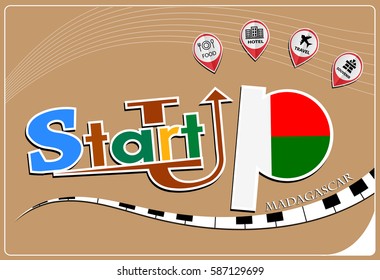 Startup  design made from the flag of Madagascar, conceptual vector illustration