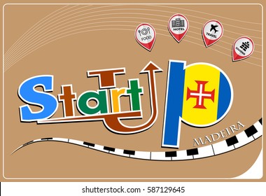 Startup  design made from the flag of Madeira, conceptual vector illustration