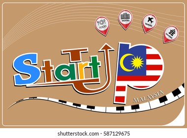 Startup  design made from the flag of Malaysia, conceptual vector illustration