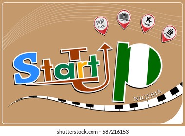 Startup  design made from the flag of Nigeria, conceptual vector illustration