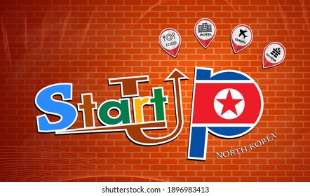 Diseño de emprendimiento hecho desde la bandera de Corea del Norte, vector conceptual 