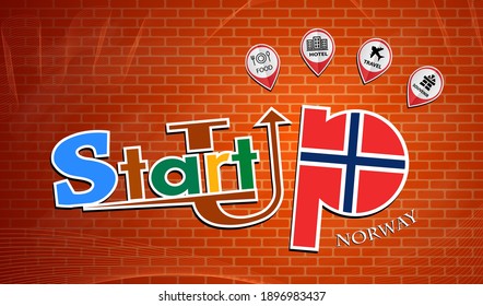 Startup  design made from the flag of Norway, conceptual vector 