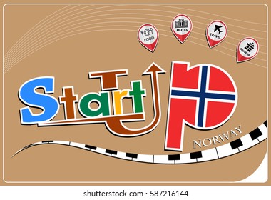 Startup  design made from the flag of Norway, conceptual vector illustration