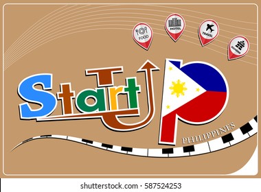 Startup  design made from the flag of Philippines, conceptual vector illustration