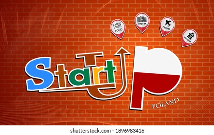 Startup  design made from the flag of Poland, conceptual vector 