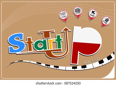 Startup  design made from the flag of Poland, conceptual vector illustration
