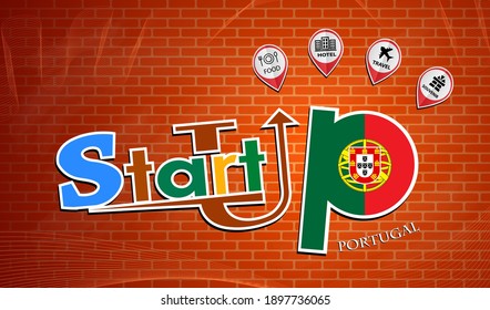 Startup  design made from the flag of Portugal, conceptual vector 