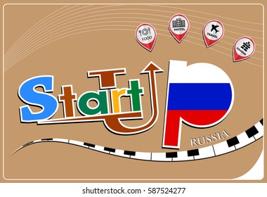 Startup  design made from the flag of Russia, conceptual vector illustration