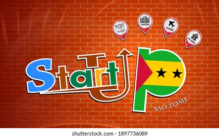 Startup  design made from the flag of Sao Tome, conceptual vector 