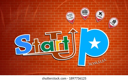 Diseño de inicio hecho desde la bandera de Somalia, vector conceptual 