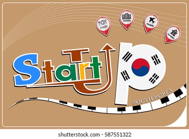 Startup  design made from the flag of South Korea, conceptual vector illustration