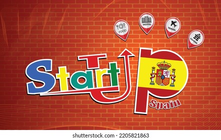Startup  design made from the flag of Spain, conceptual vector 