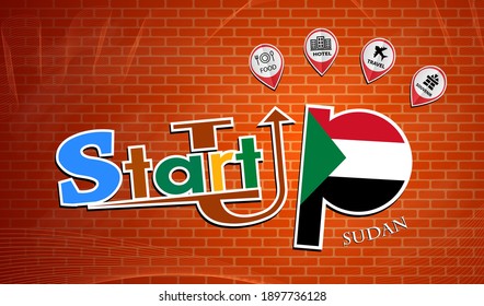 Startup-Design aus der Flagge des Sudan, konzeptionelle Vektorgrafik 