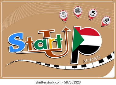 Startup  design made from the flag of Sudan, conceptual vector illustration