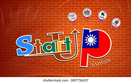 Diseño de emprendimiento hecho desde la bandera de Taiwán, vector conceptual 