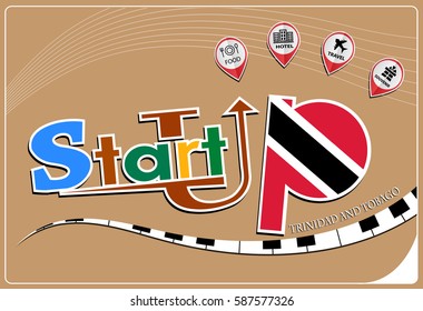 Startup  design made from the flag of Trinidad and Tobago, conceptual vector illustration