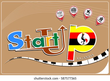 Startup  design made from the flag of Uganda, conceptual vector illustration