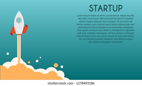 Startup design.Rocket launch. project startup concept. Vector illustration