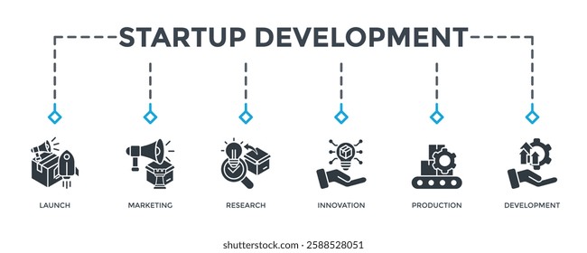 Startup Development Banner Web Icon Vector Illustration. Can Be Used To Create Any Design.