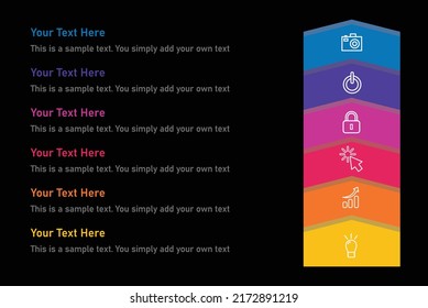 Startup development stages flowchart. Infographics vector template. 6