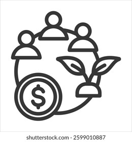 Startup Ecosystem Outline Icon Vector Illustration