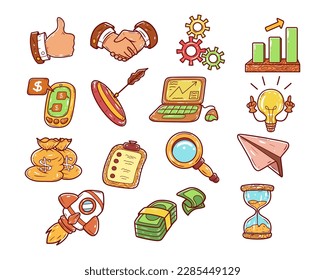 Start-up element hand-drawn vector illustration. Start-up element collection.