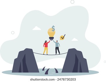 Startup entrepreneur as innovative and perspective idea funding or financial support .Business development with money raising.flat illustration
