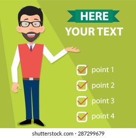 startup entrepreneur presenting information - poster with a place for your text