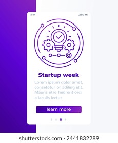 startup and entrepreneurship mobile banner design with line icon