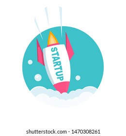 Startup failure. Crash startup project. Template for the development of web and mobile sites. Cartoon icon fallen rocket. landing page not working project.
