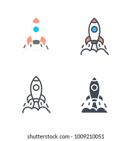 StartUp flat colored line silhouette icon