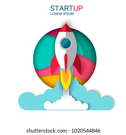 	
Startup - flat design. Rocket launch and smoke. Startup project concept. Vector illustration. EPS10