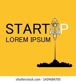 Startup - flat design. Rocket launch and smoke. Startup project concept. Vector illustration. EPS10