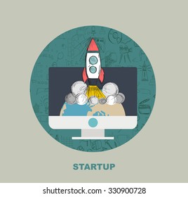 Startup. Flat design vector illustration concept of new business project.
