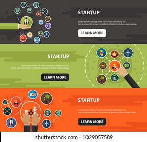 Startup flat icon concept. Vector illustration. Element template for design.