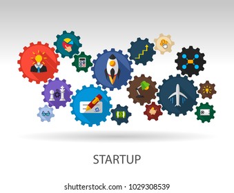 Startup flat icon concept. Vector illustration. Element template for design.