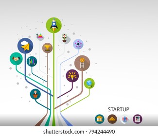 Startup flat icon concept. Vector illustration. Element template for design.