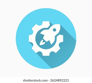 Startup flat icon. Simple illustration with long shadow for graphic and web design.