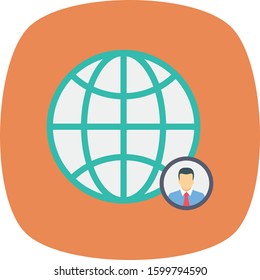 Startup Flat icons for world  & network 