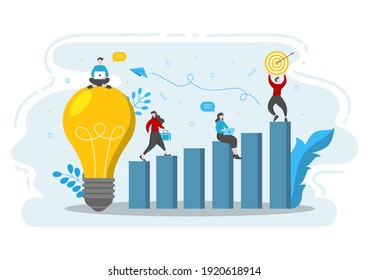 Startup Flat Illustration of business Development process, Innovation product, and creative idea.