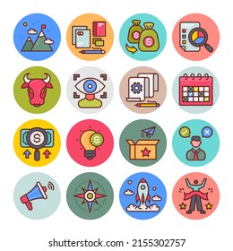 Startup Flat Round Icons - Vectors